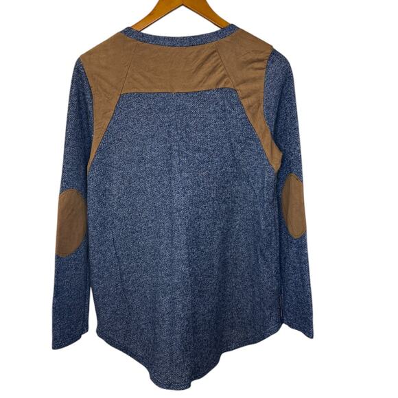My Story Sweater Women X Small Blue Faux Suede Western Outdoor Preppy School - Picture 4 of 5
